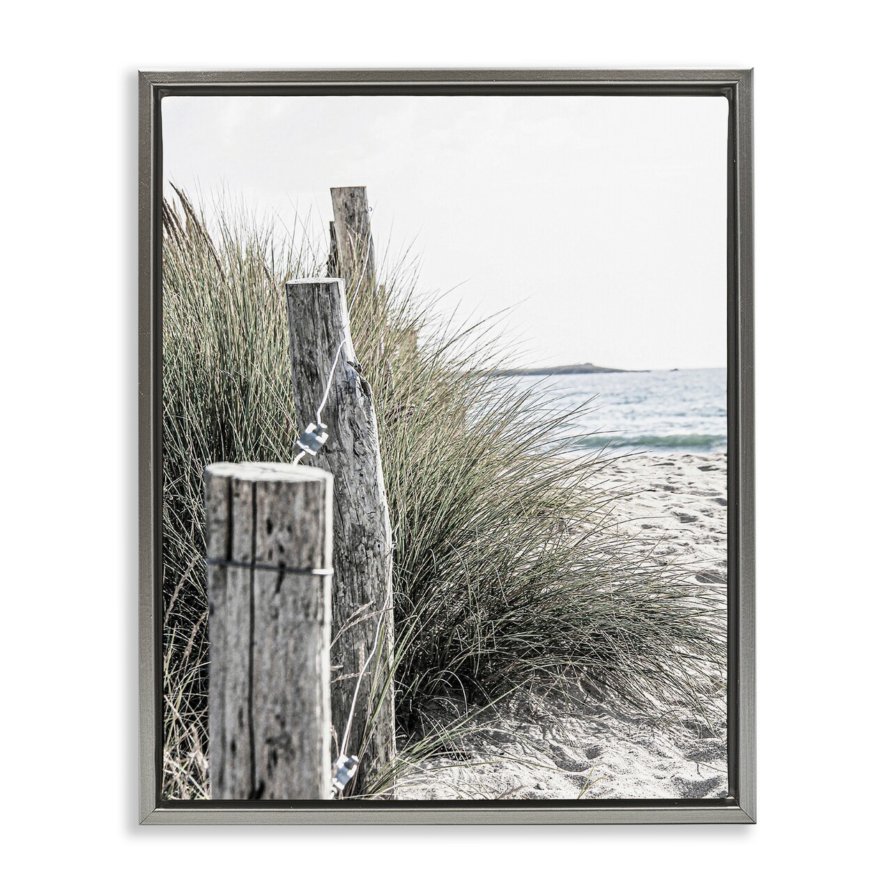 Stupell Industries Coastal Beach Landscape Framed Floater Canvas Wall Art
